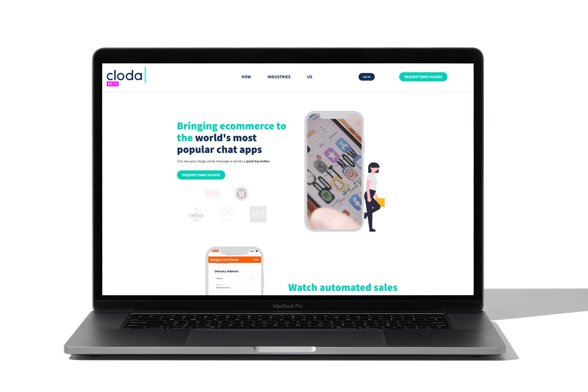 Cloda website on MacBook Pro